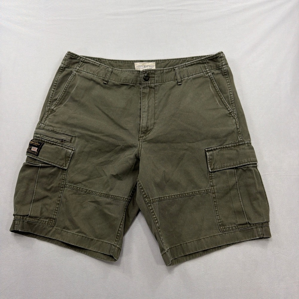 Denim & Supply Ralph Lauren Cargo Shorts Military Utility Olive Green Mens 36